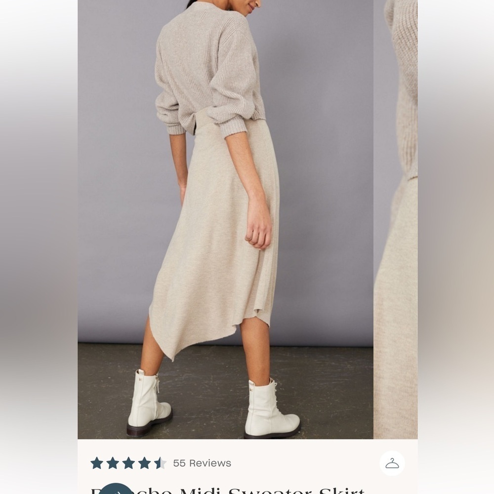 $148 Anthropologie Dolan Blanche Sweater MIDI asymmetrical skirt beige size XS - Picture 4 of 14
